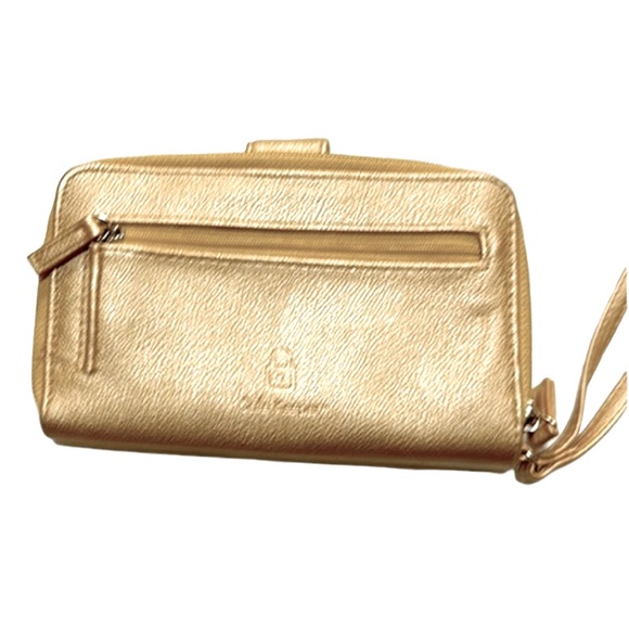 Safe keeper Handbags - Safe Keeper RFID Vegan Leather, Metallic Gold ID & Credit Card Wristlet Clutch